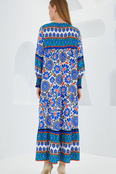 Rochie Visc Lungă cu Model Albastru Deschis Femei 1947