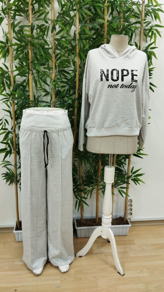 Set de două piese: Bluză cu mâneci lungi cu tipar Nope și talie cu panglică elastică pentru femei, 29396