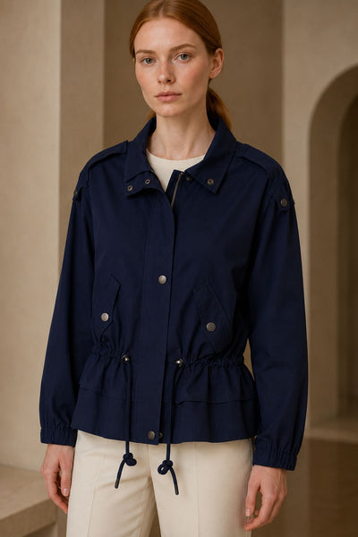 Short Raincoat with Drawstring Waist 6346