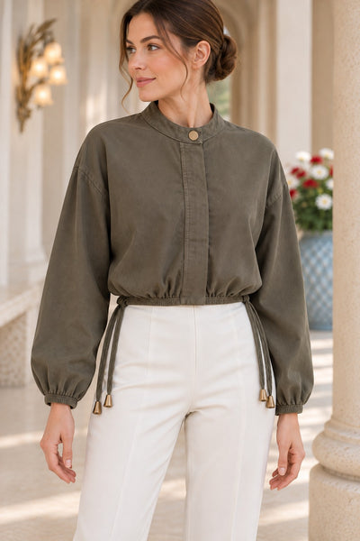 Beli Bağcıklı Crop Gömlek 6388