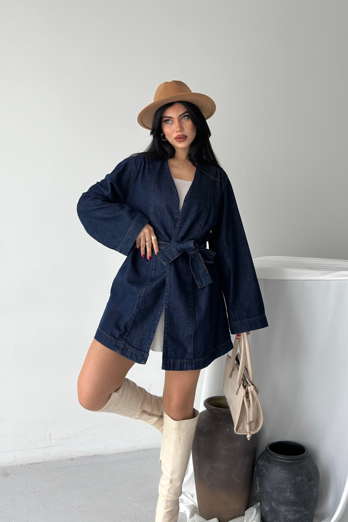 Kuşak Bağlamalı Oversize Ceket 6246