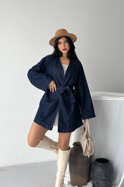 Kuşak Bağlamalı Oversize Ceket 6246