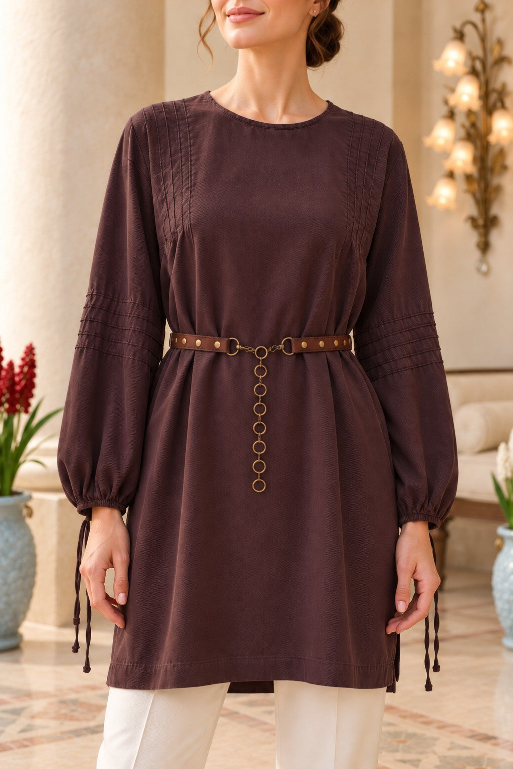 Nervürlü Tunik Bluz 456