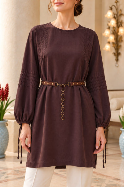 Nervürlü Tunik Bluz 456