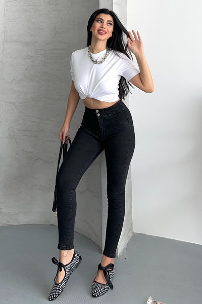 Blugi skinny cu dungi 7053