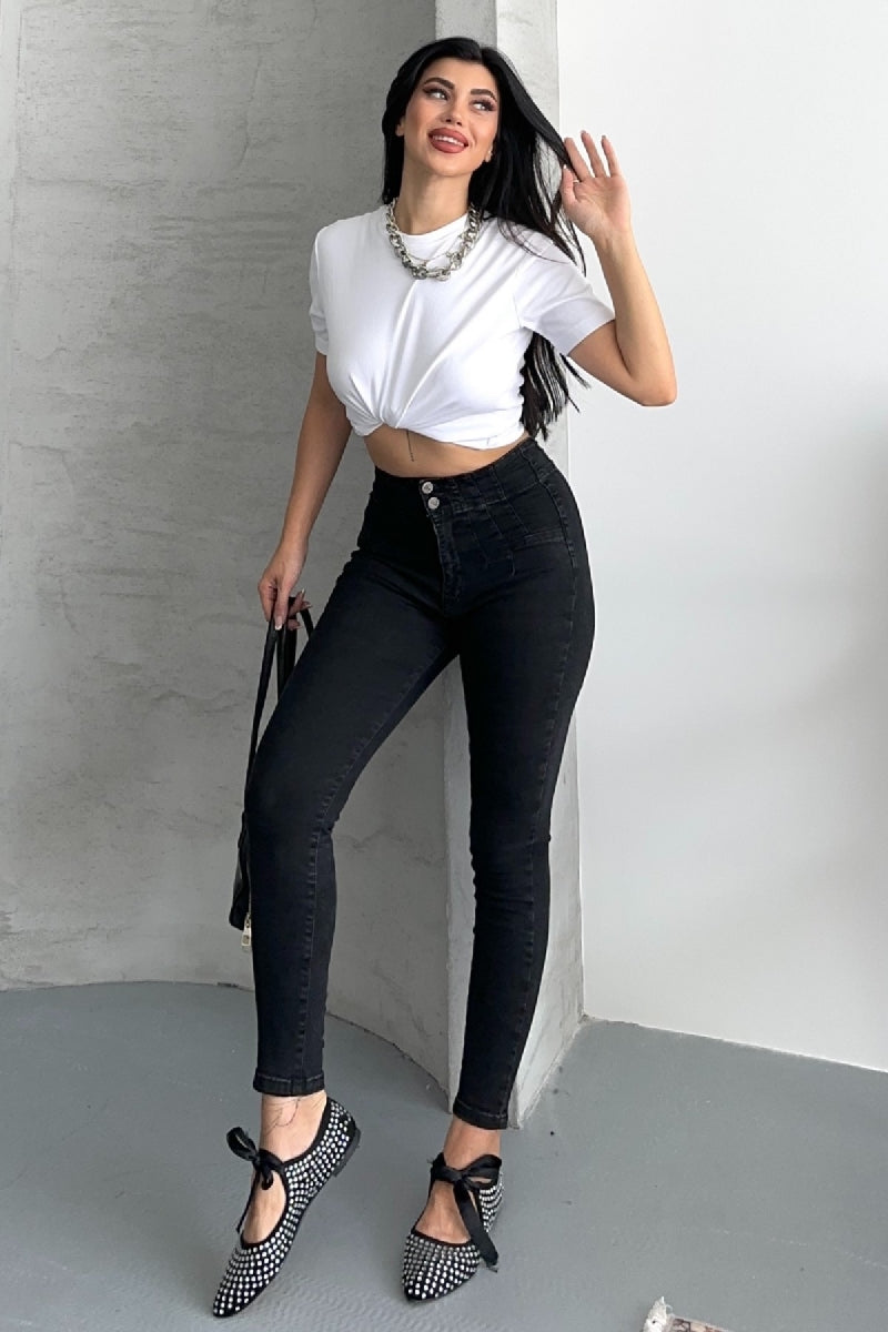 Blugi skinny cu dungi 7053