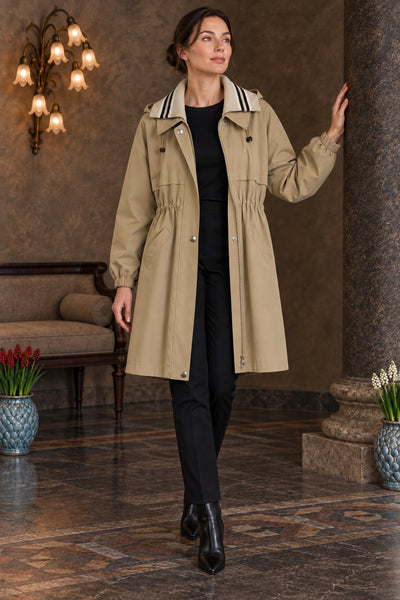 Hooded Raincoat with Knit Detail 6301