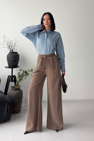 Pantaloni Palazzo cu Talie Elastică 7150
