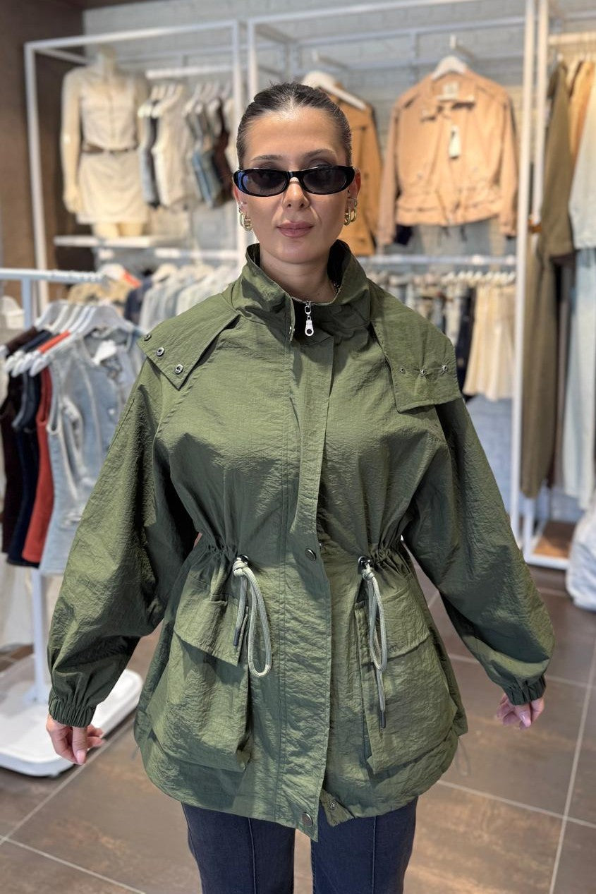 Drawstring Hooded Raincoat 6319