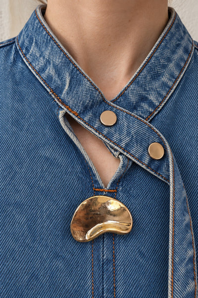 Rochie din denim cu cataramă și curea 3102