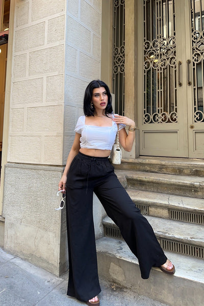 Pantaloni Palazzo cu Elastic HS708