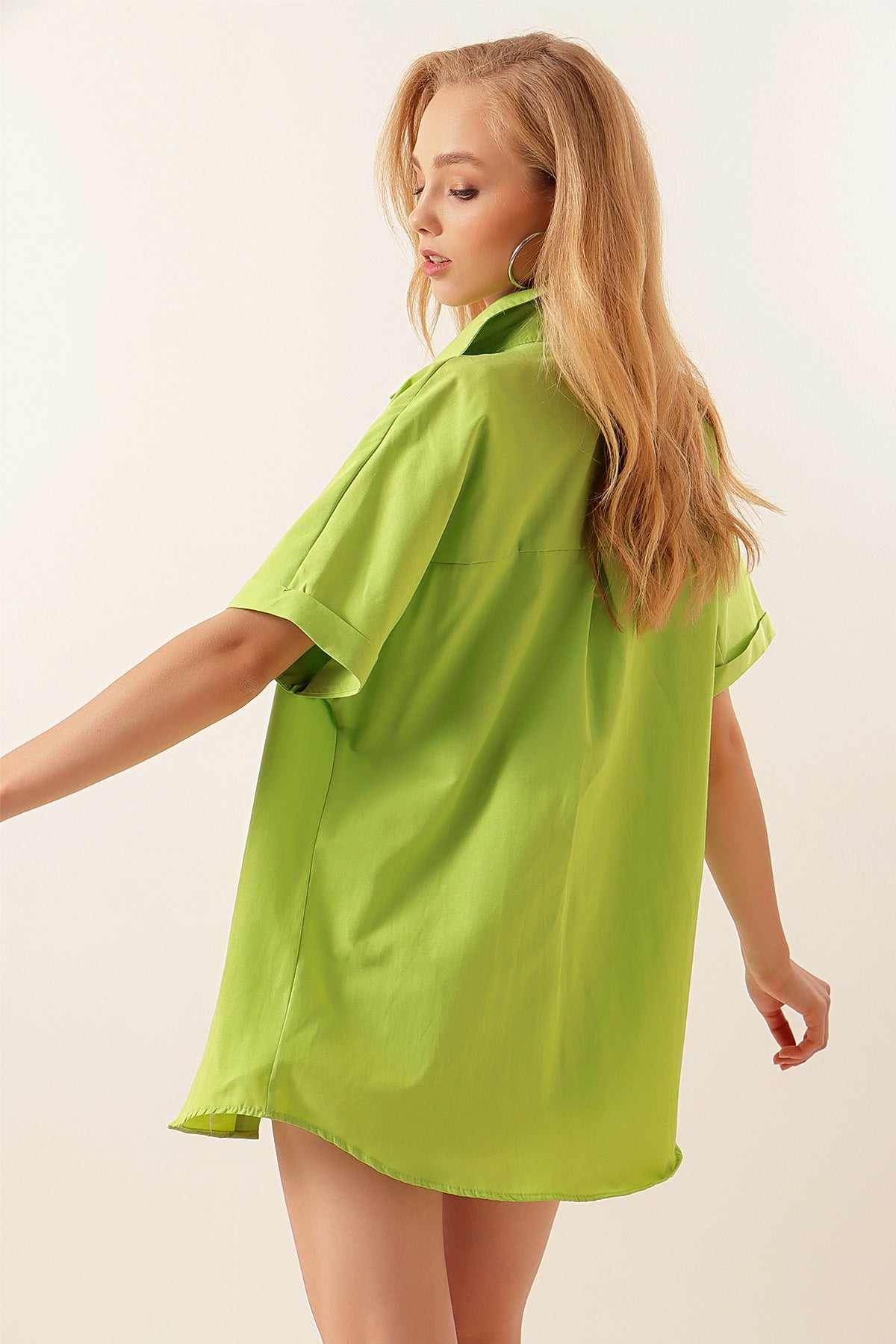 20120 Cămașă Oversize cu Mâneci Scurte - Verde Deschis