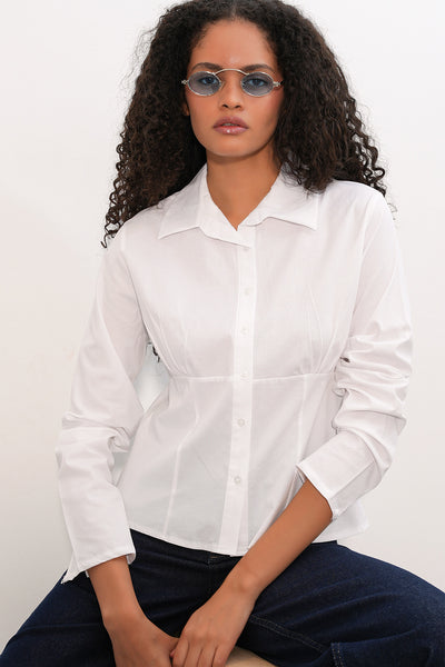 20231 Slim Fit Poplin Gömlek - Beyaz