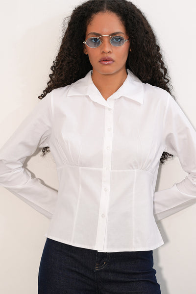 20231 Slim Fit Poplin Gömlek - Beyaz