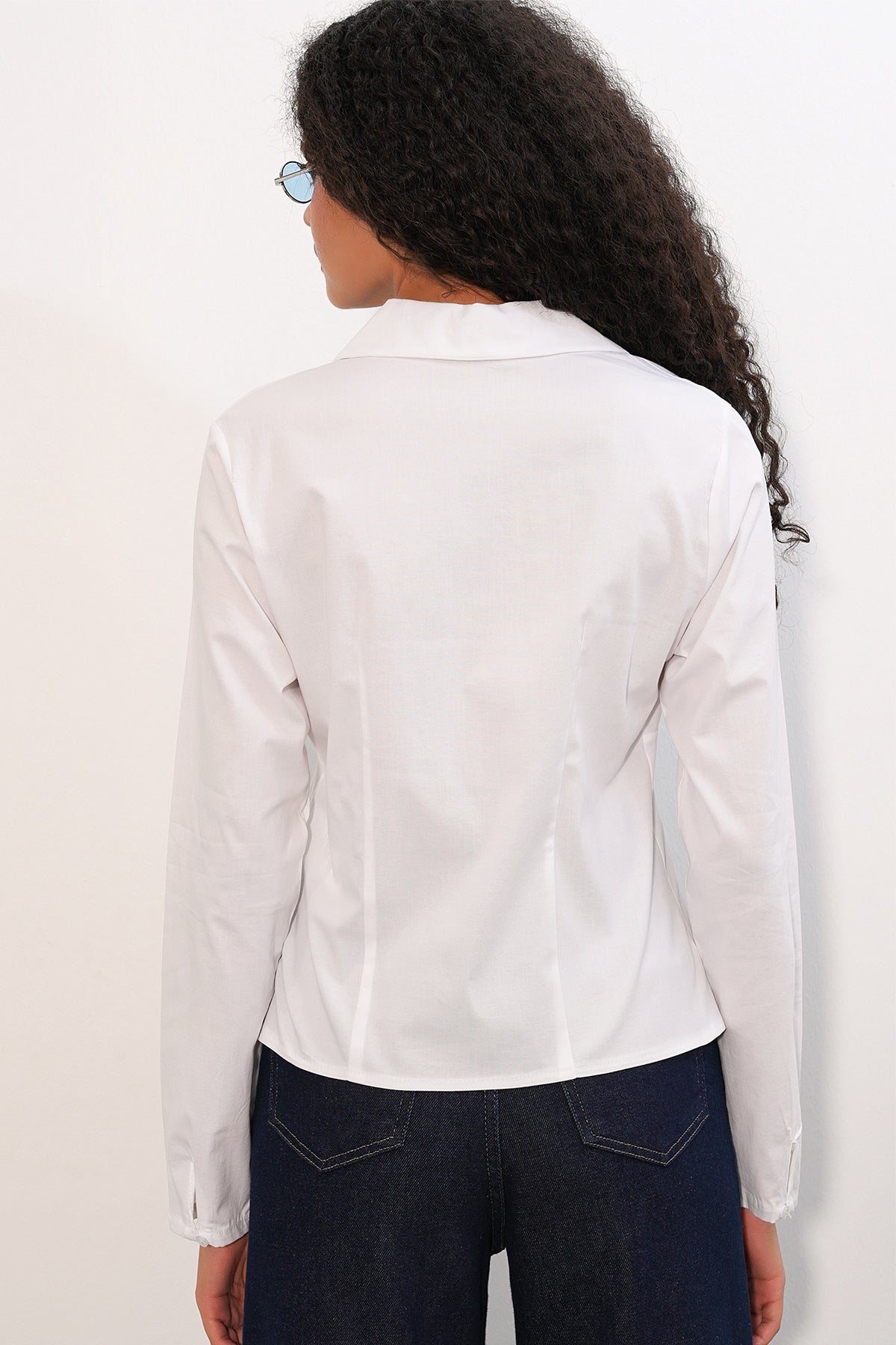 20231 Slim Fit Poplin Gömlek - Beyaz