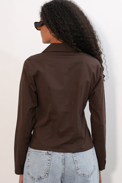 Cămașă Poplin slim fit 20231 - Maro