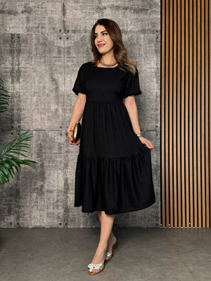 Rochie de damă cu mânecă scurtă, decolteu deschis, stratificată, model balon, purpuriu, 33894