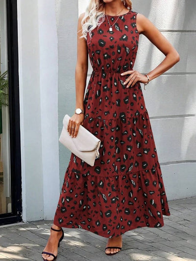 Rochie Supreme pentru femei, fără mâneci, cu guler rotund, talie elastică, model, 25085