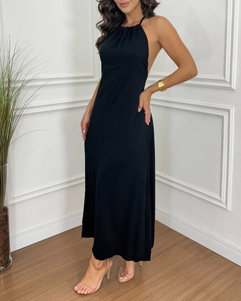 Rochie de damă din viscoză cu decolteu halter, 30310