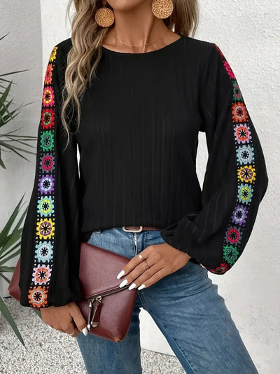 Women's Long-Sleeve Boat Neck Brushed Knit Blouse, 30317