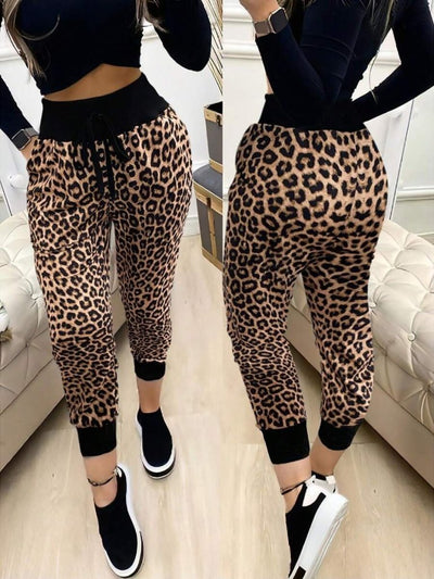 Pantaloni damă cu talie înaltă, model cu șnur, cu două fire, 29929