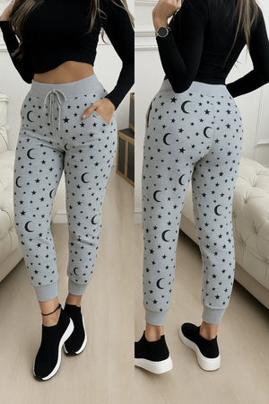 Pantaloni damă cu talie înaltă, model cu șnur, cu două fire, 29931