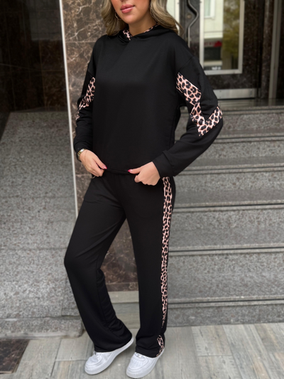 Trening din vâscoză cu mâneci lungi și detaliu leopard, 30244