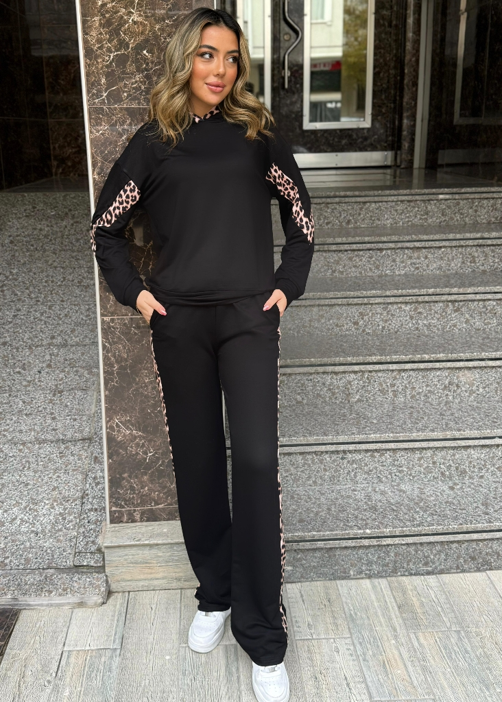Trening din vâscoză cu mâneci lungi și detaliu leopard, 30244
