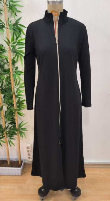 Rochie din crep de import cu mâneci lungi și fermoar în față pentru femei, 28542