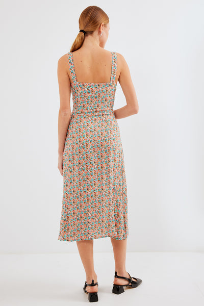 2282 Rochie Viscoză cu Bretele și Tăieturi - Multicolor