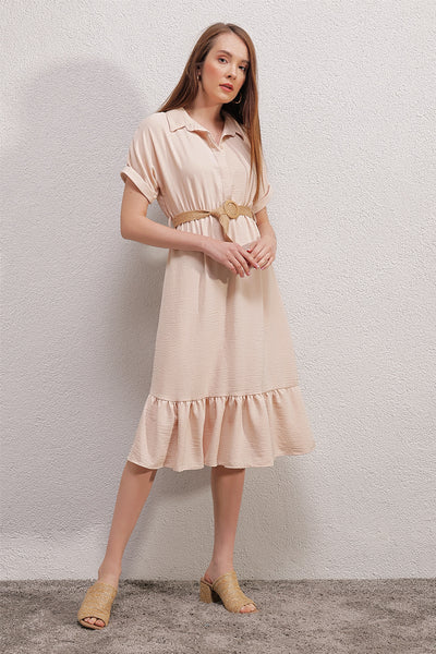Bigdart 2292 Rochie cu Curea - Crem
