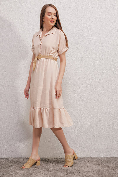Bigdart 2292 Rochie cu Curea - Crem