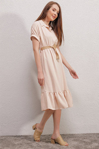 Bigdart 2292 Rochie cu Curea - Crem