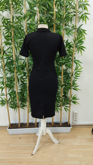 Rochie de damă din crep importat, cu mânecă scurtă, decolteu înfășurat și nasturi laterali, 31523