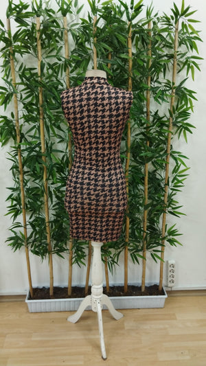 Rochie scurtă de damă cu guler înalt, fără mâneci, model scuba, 23495