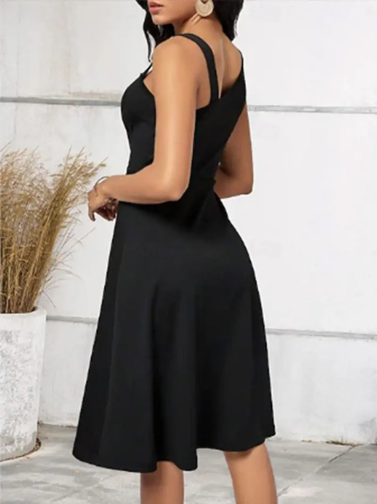 Rochie de damă din viscoză, fără mâneci, cu un singur umăr, cu dungi și închidere cu nasturi laterali, 33242