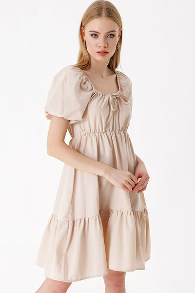 2351 Rochie Poplin Flare - Bej