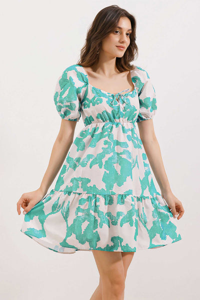 2351 Rochie Poplin Flare - Menta Închisă