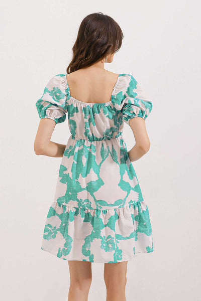 2351 Rochie Poplin Flare - Menta Închisă