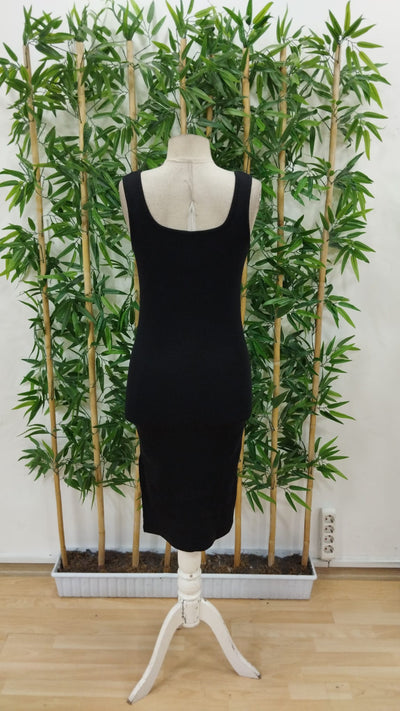 Rochie midi cu corset, cu decolteu pătrat și crăpături laterale, pentru femei, 33287