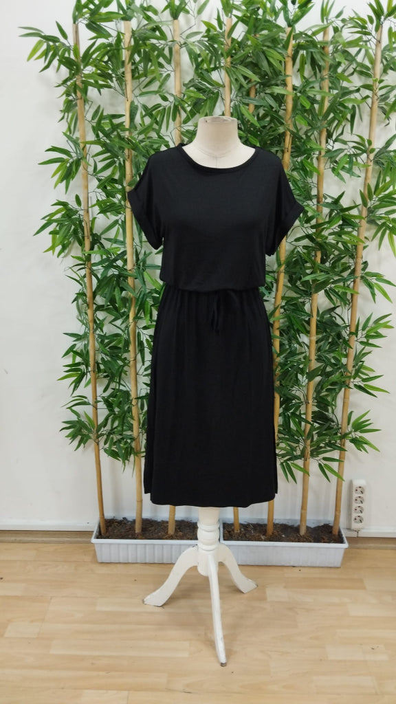 Rochie de damă din viscoză cu mânecă scurtă, decolteu deschis, cu nod în talie, crăpături, 23590