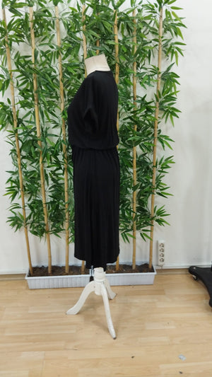 Rochie de damă din viscoză cu mânecă scurtă, decolteu deschis, cu nod în talie, crăpături, 23590
