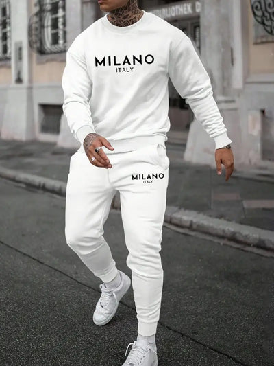 Men's Long Sleeve Printed Two-Thread Set, 28678