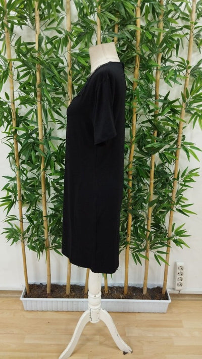 Rochie scurtă din viscoză cu mânecă scurtă și guler din dantelă pentru femei, 26445