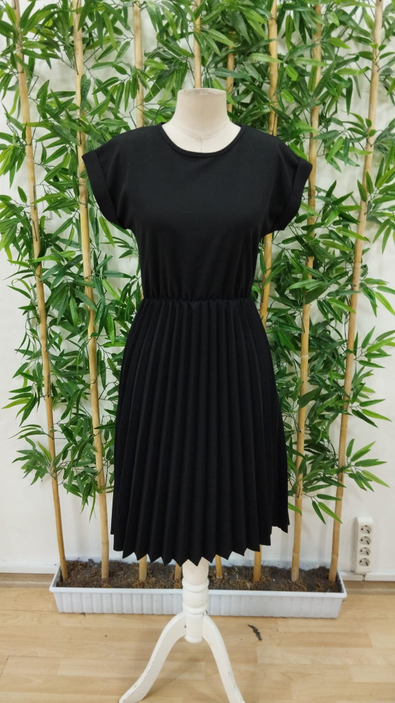 Rochie scurtă din crep importat, cu mânecă scurtă, decolteu deschis, talie elastică, plisată, pentru femei, 31206