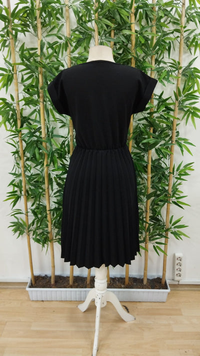 Rochie scurtă din crep importat, cu mânecă scurtă, decolteu deschis, talie elastică, plisată, pentru femei, 31206