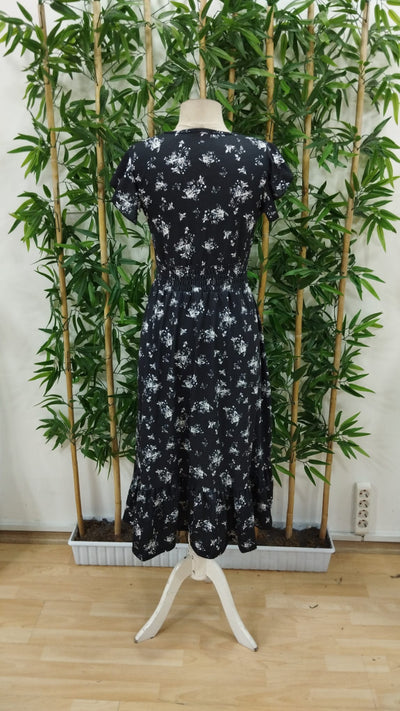 Rochie de damă cu mânecă scurtă, cu decolteu petrecut, elastic în talie și imprimeu floral, 36512