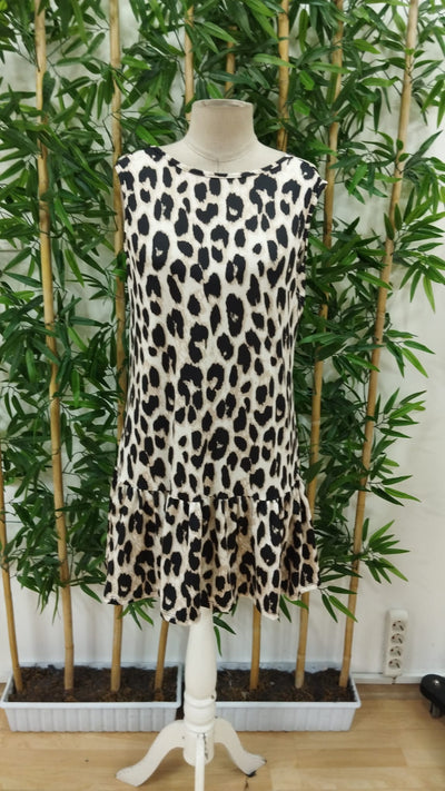 Rochie Supreme pentru femei, fără mâneci, cu imprimeu leopard și volane, 33870