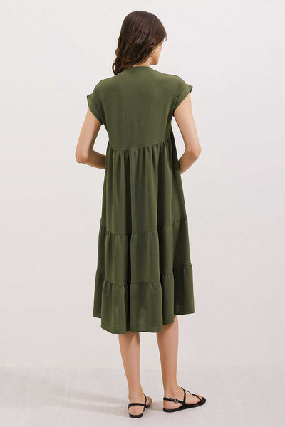 2398 Rochie Guler V cu Volane - Cachi