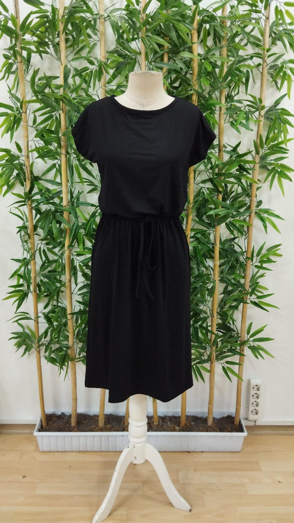 Rochie midi din viscoză pentru femei, cu mânecă scurtă, decolteu deschis, talie cu curea, crăpătură laterală, 24109